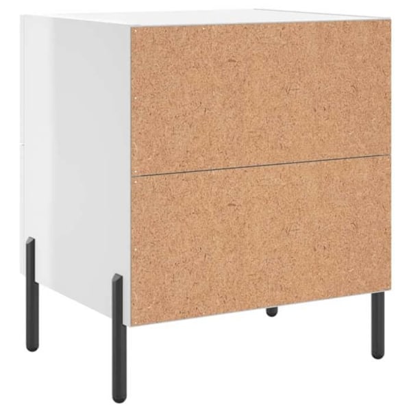 Sæt med 2 natborde med to skuffer 40 x 35 x 47,5 cm hvidt ingeniørtræ og jern DEC034989 Vit