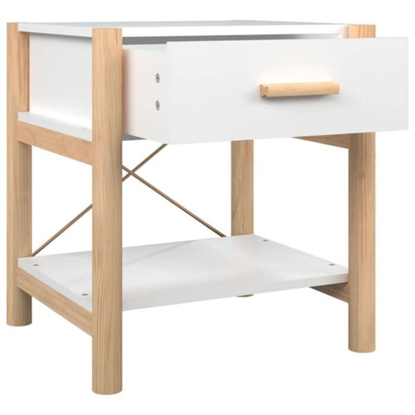 2 kpl yöpöytiä laatikoilla ja hyllyllä 42 x 38 x 45 cm valkoista ja ruskeaa MDF-astiaa sekä metallia DEC034966 Vit