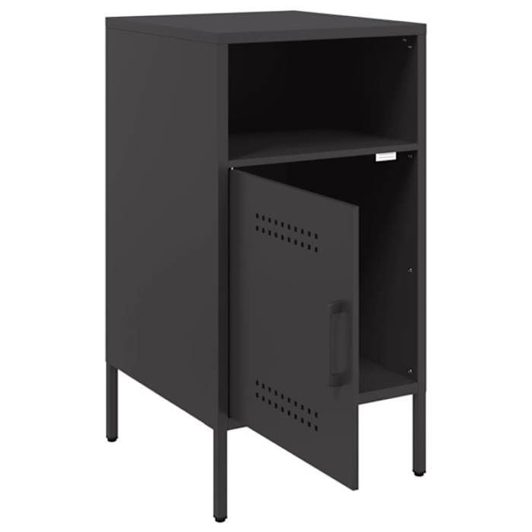Sæt af 2 natborde med skab med dør 36 x 39 x 68 cm sort stål DEC035488 Svart