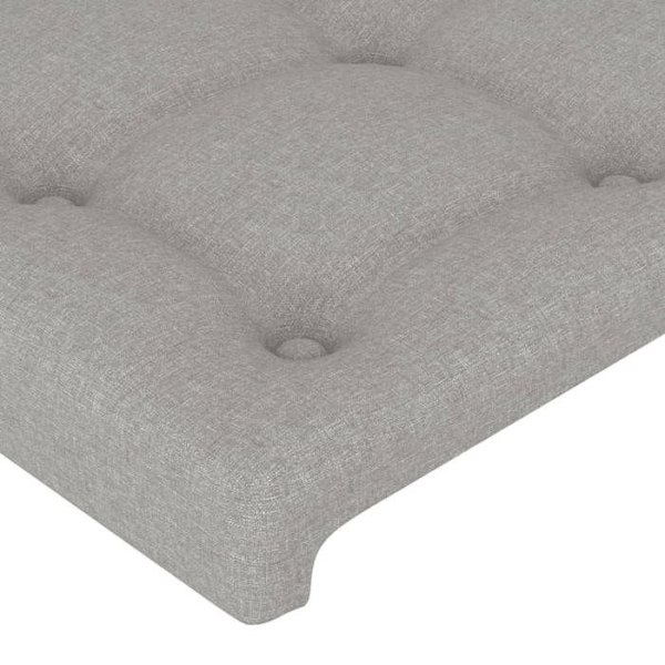 Sänggavel - TDL - 103x16x118/128 cm - Ljusgrått tyg - Färgglad LED - Justerbar höjd Grå