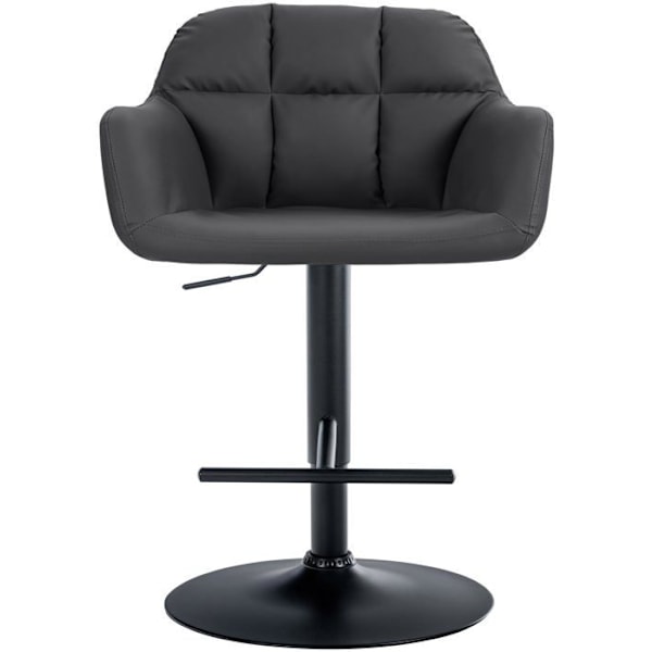Barstol høj model x1 med 360° drejefunktion i sort PVC med dekorative syninger, metalstel i sort 10_0005259 Metall