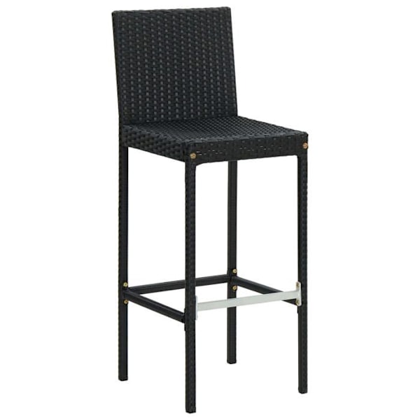 Set med 6 barstolar för utomhus eller inomhus med crèmefärgade kuddar, ram i svart flätad plast DEC029585 Grädde