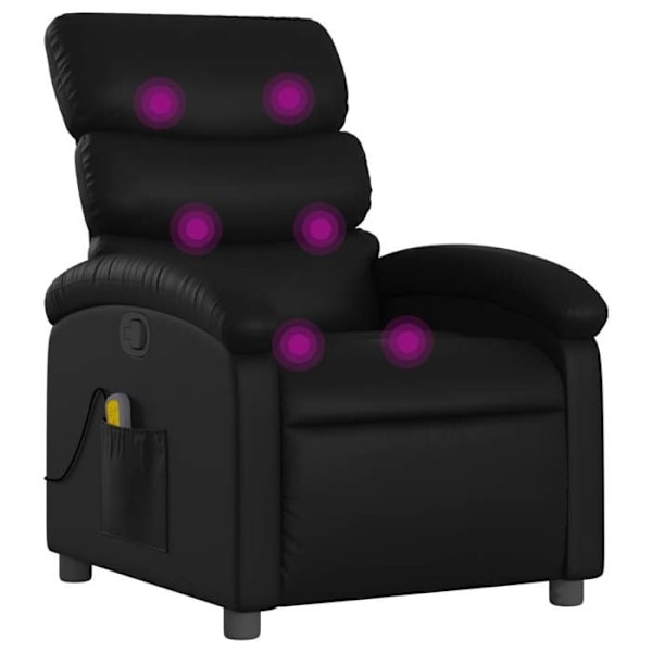 TV afslapningsstol med massagefunktion, justerbar, 6 massagepunkter i sort PVC DEC027040 Svart