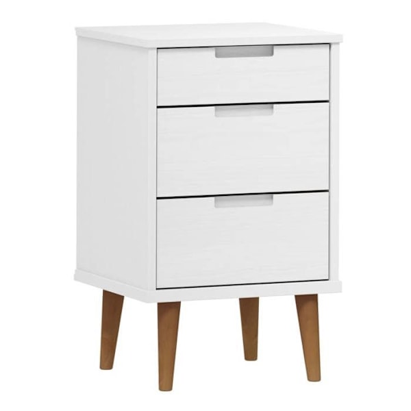 Natskab med 3 skuffer 40 x 35 x 65 cm massiv fyrretræ hvid DEC034146 Vit