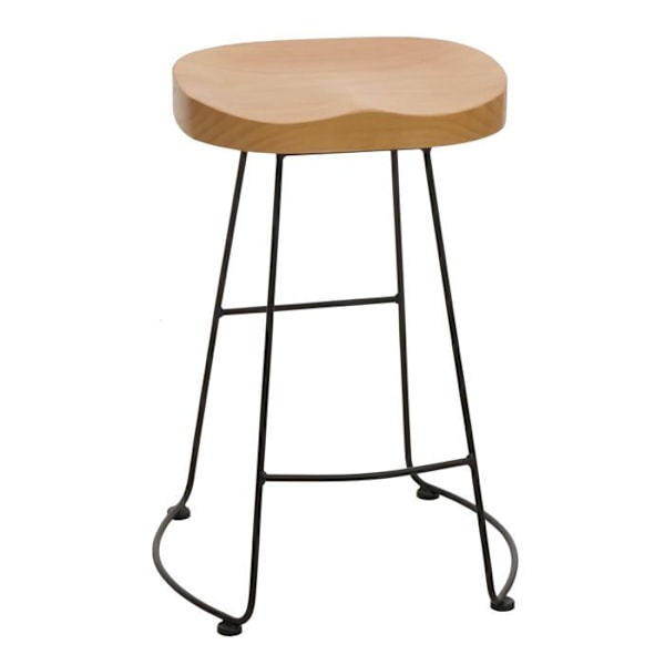 Barstol x1 med fodstøtte i industriel design i metal og træ 04_0008592 kastanj