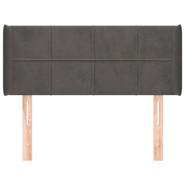 Sänggavel tillbehör sovrum möbel med sidokant 103 x 16 x 78/88 tyg sammet mörkgrå