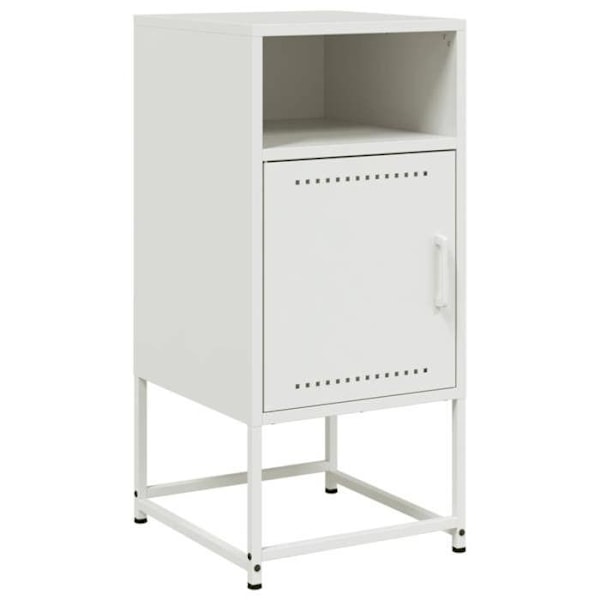Nattesidebord med skab med dør 36 x 39 x 78 cm hvid stål DEC033317 Vit