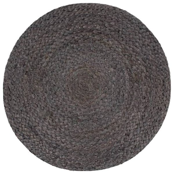 Pouf taburet fodskammel håndlavet af grå, flettede jute snore 45 x 30 cm DEC029999 Grå