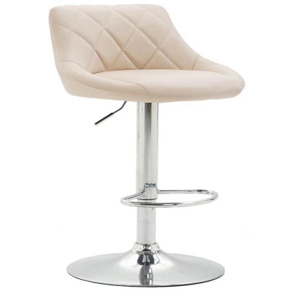 Barstol hög x 1 med dekorativa sömmar sits i PVC crème metallben 10_0005081 Grädde