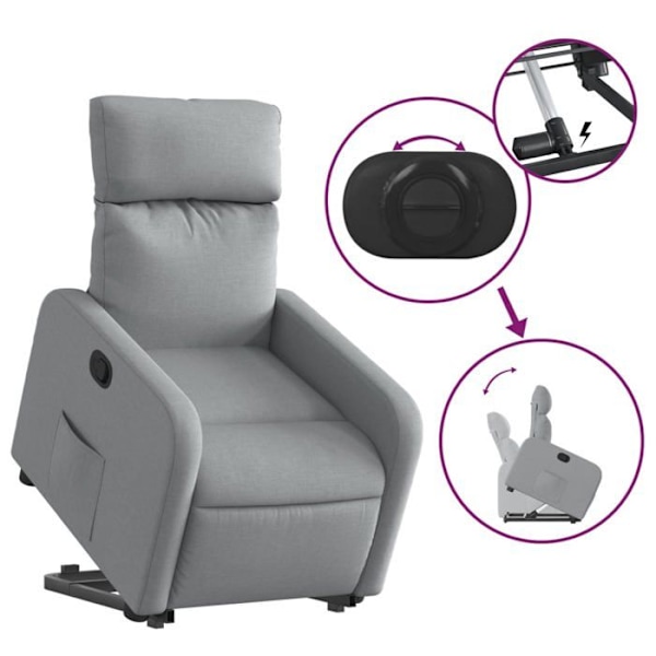 Fauteuil relax TV med komfortabel polstring, elektrisk løftefunktion i lys grå stof DEC027911 Grå