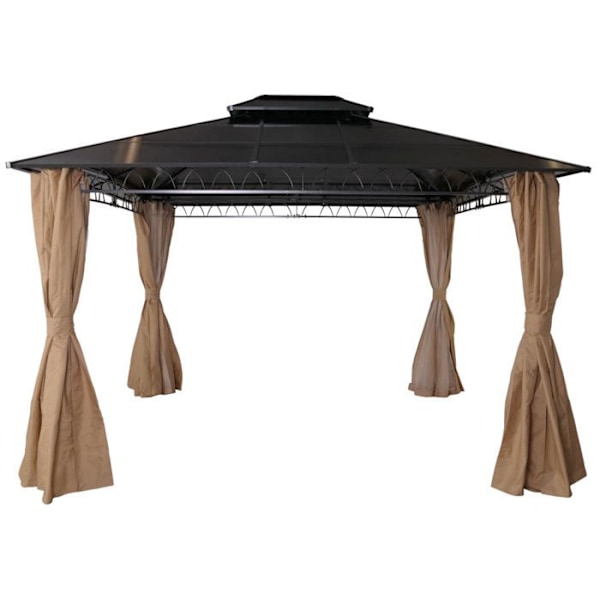 1 kpl pergola katolla ja 4 kpl sivuseiniä + hyttysverkko, kestävä teräsrakenne, vaaleancreme kangas 04_0008138 Grädde