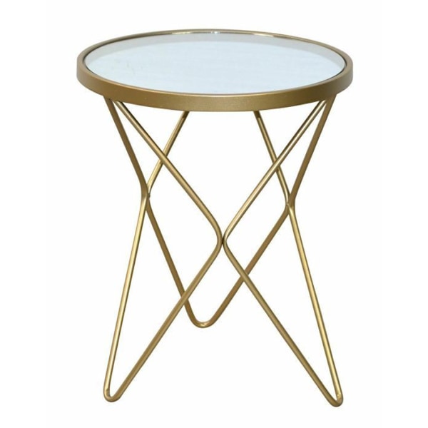 Sidoffsbord - Ej specificerat - Modernt - Rörchassi i stål - Guldpläterad glasplatta - Elegant design gyllene