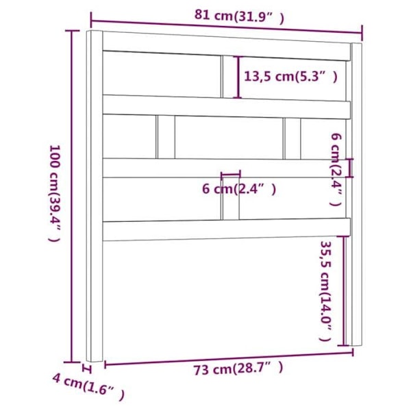 Hovedgærde til seng, soveværelse, møbel 81 x 4 x 100, massivt fyrretræ