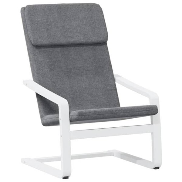 Simpelt design loungestol i mørkegrå stof og birketræ DEC026693 kastanj