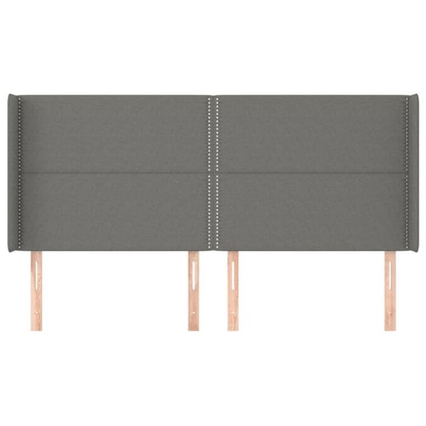 Hovedgærde til soveværelse med sidekant 183 x 16 x 118/128 cm mørkegrå stof TDL0204967 Grå