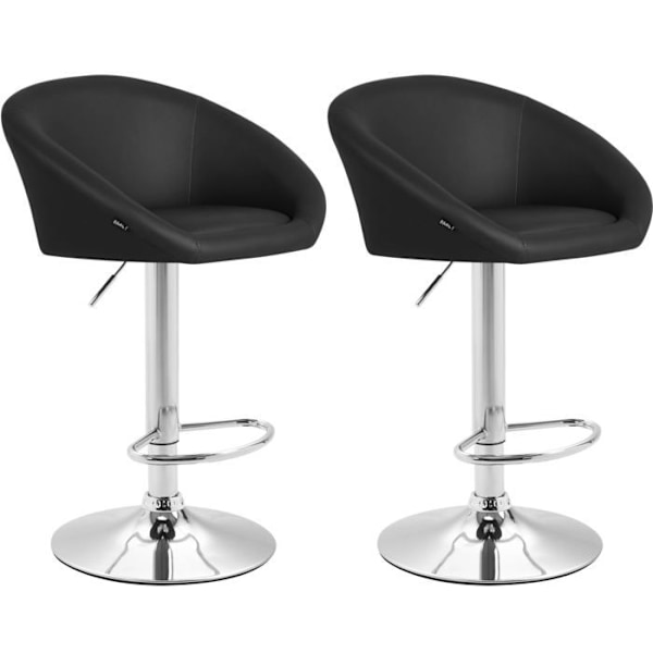 2 kpl mustia PVC- ja kromimetallisia modernin muotoilun baarituoleja Metall