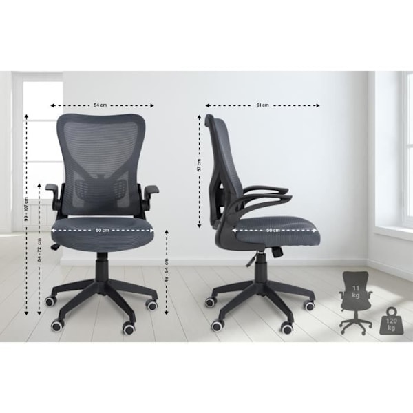 Ergonomisk kontorstol med grå mesh rygdesign moderne justerbar højde