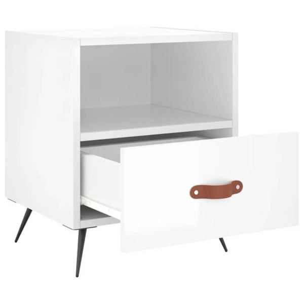 Sæt af 2 natborde med skuffe og åbent rum 40 x 35 x 47,5 cm hvidt ingeniertræ DEC034992 Vit