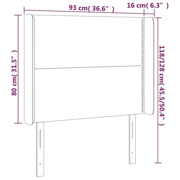 Hovedgærde til soveværelse med LED-møbel 93 x 16 x 118/128 cm lys grå stof TDL0201227 Grå