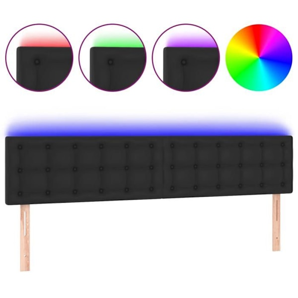 Hovedgærde til soveværelse, LED-møbel, 200 x 5 x 78/88, syntetisk sort