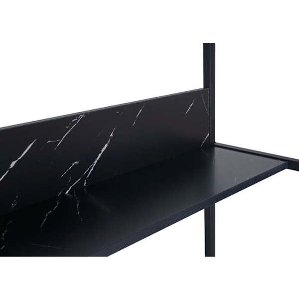 Skrivbord med dator, bakvägg under bordsskivan, metall MDF 120 x 60 cm, svart marmorutseende 04_0006060 Metall