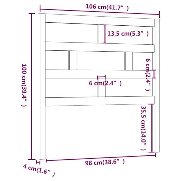 Huvudgavel till säng, sovrumsmöbel, 106 x 4 x 100, svart furu
