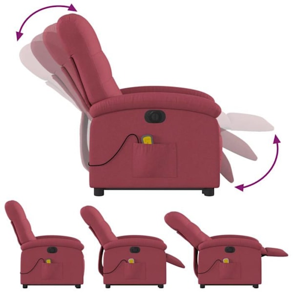 Afslapningsstol med massagefunktion og justerbar i bordeaux stof DEC027849 Bordeaux