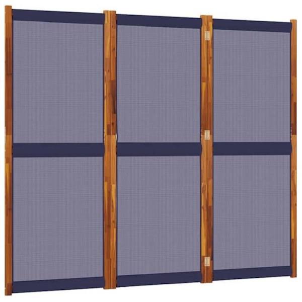 Paravent separator för rum, 3 paneler, 210 x 180 cm, textilene blå och trä DEC030761 Blå