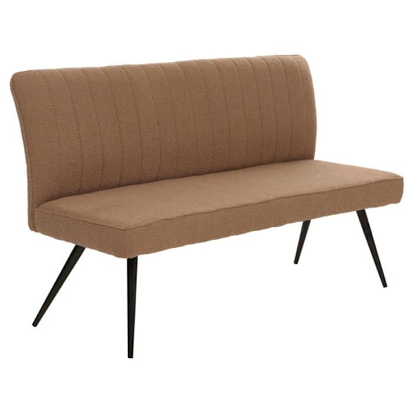 Bordplade til spisebord med polstret bænk med ryg i brunt boucle-stof og metal 160 cm 04_0005863 kastanj