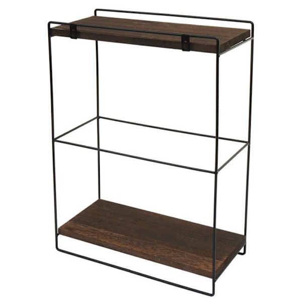 Væghængt køkkenhylde i industrielt design 2 hylder 50x35x17 cm i mørkebrun træ og metal 04_0008670 kastanj