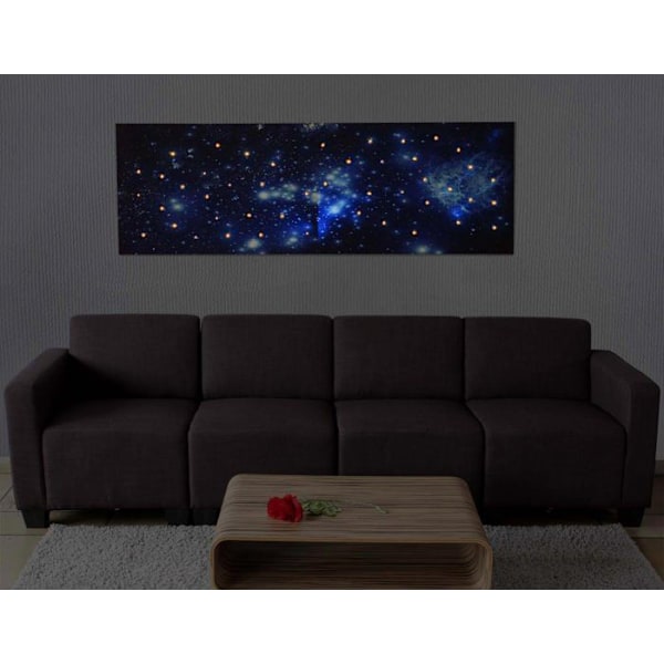 LED-tavle på lærred, oplyst vægmaleri, timer, FSC-certificeret, 120 x 40 cm, stjernehimmel