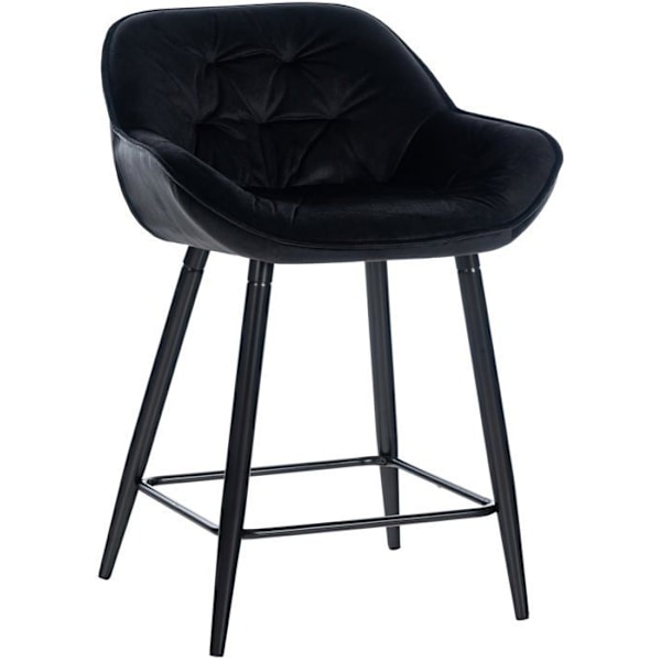 Barstol høj x1 sæde med tufted effekt i sort velour og sort metal 10_0004891 Metall