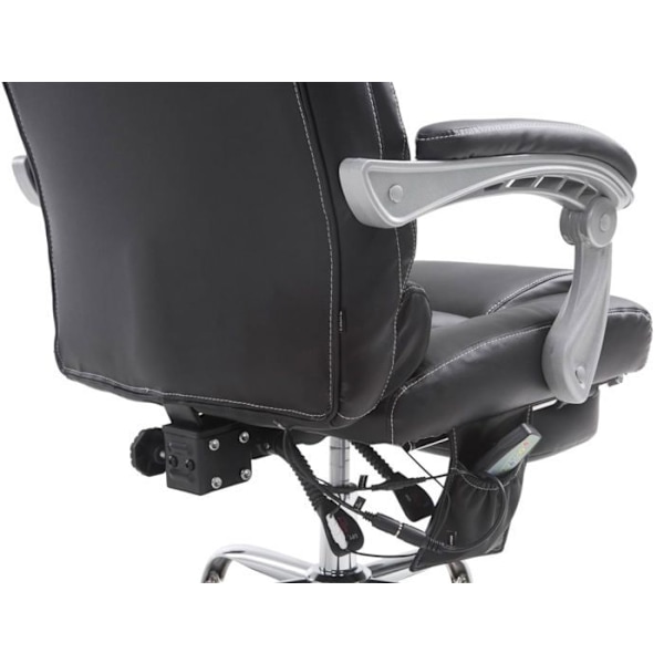 Kontorstol med massagesfunktion, fodskammel og justerbar ryg i sort PVC 10_0002577 Svart