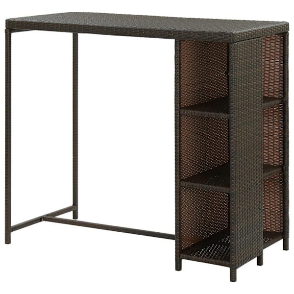 Multifunktionel sidebord højt bord med opbevaringshylder 120 x 60 x 110 cm vævet harpiks i brun og stål DEC036334 kastanj