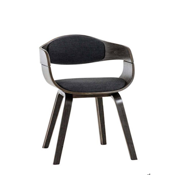 Työtuoli ilman pyöriä, vieraalle, kangasta ja puuta, retrodesign ja maksimaalinen mukavuus, tummanharmaa BUR10551 kastanj