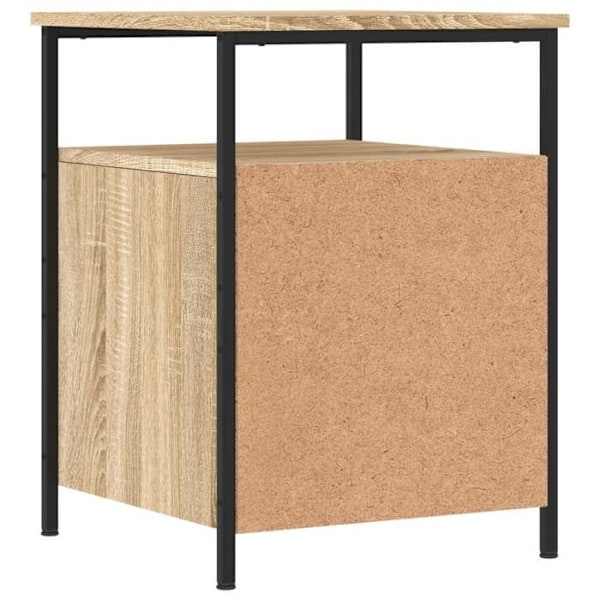 Natbord med to skuffer og hylde 44 x 45 x 60 cm ingenieurtræ farve eg og jern DEC033879 kastanj