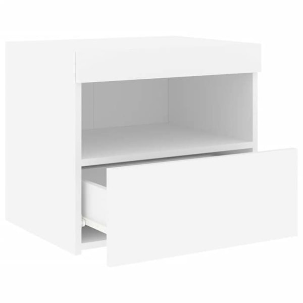 Nattebord med LED-lys og skuffe 50 x 40 x 45 cm hvidt ingeniørtræ DEC033170 Vit