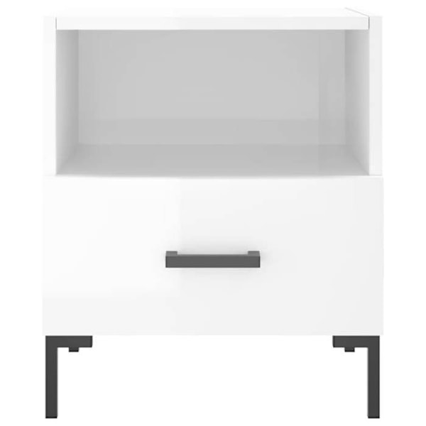 Sæt med 2 natborde med åbent rum og skuffe 40 x 35 x 47,5 cm hvidt ingeniørtræ og metal DEC034996 Vit