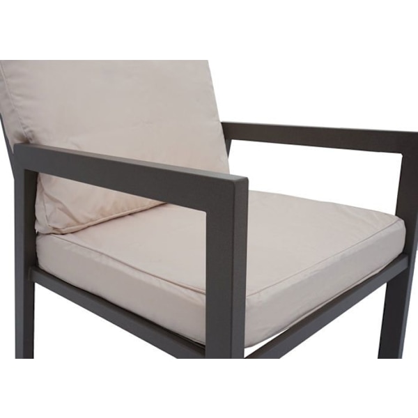 Havemøbler sofa, stole og bord, metaloverflade, puder i hvid cremé 04_0008339 Vit