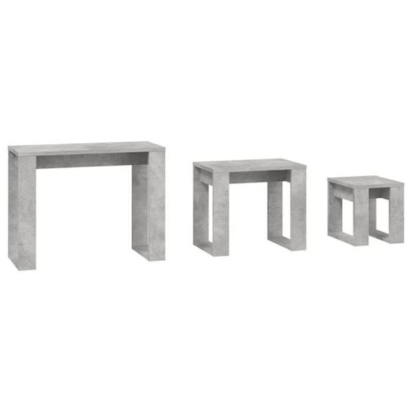 Sæt af 3 klapborde i ingenieurtræ i beton-grå DEC032725 kastanj