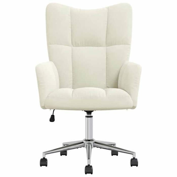 Moderne cremevelour loungestol sofa skrivebord på hjul DEC026636 Grädde