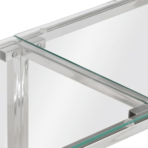 Konsolbord indgangsmøbel stue i forkromet rustfrit stål og hærdet glas DEC031613 Silver