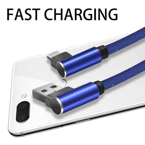 Pack tillbehör för LG K4 4G-smartphone Micro-USB (kabel 90 grader snabb laddning + färgad väggadapter) (BLÅ)