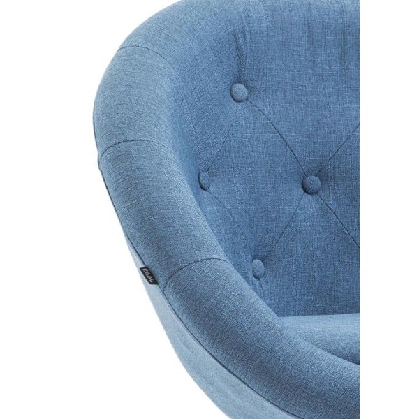 Modern design barstool äggformad med klädd yta och fotstöd i svart metall blått tyg TDB10321 Blå