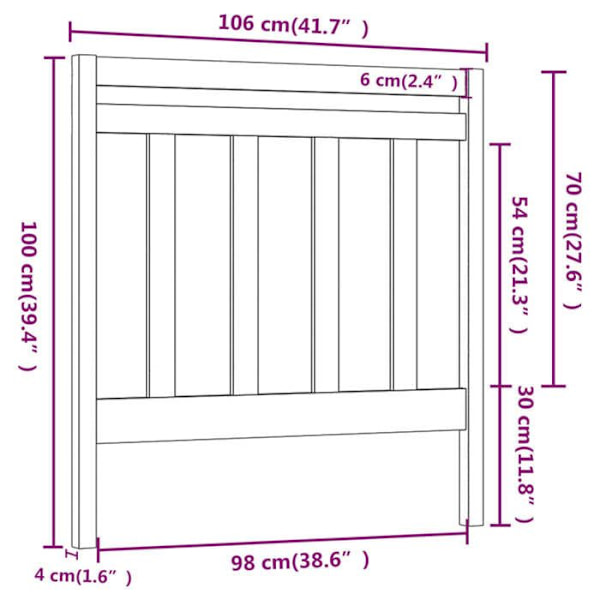 Sänggavel tillbehör sovrum möbel 106 x 4 x 100 MDF svart