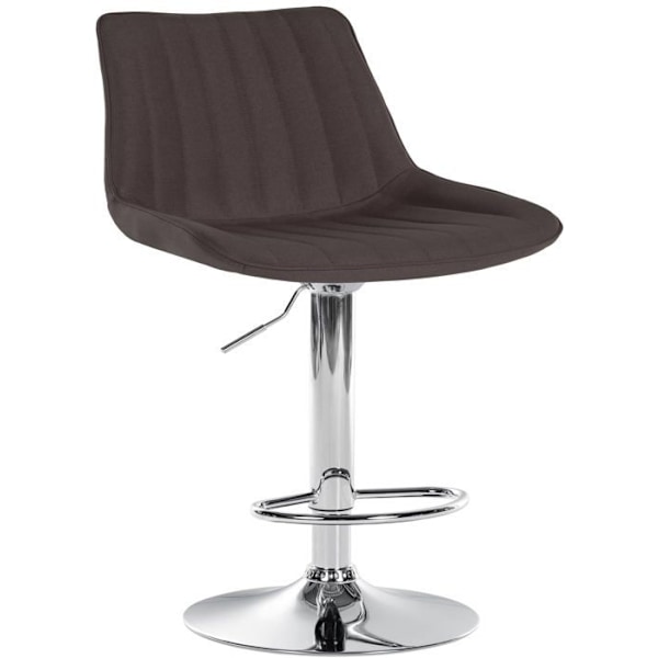 Barstol x1 højdejusterbar, drejelig 360°, taupe stofsæde med vertikal søm, metalben med kromlook 10_0005434 Metall