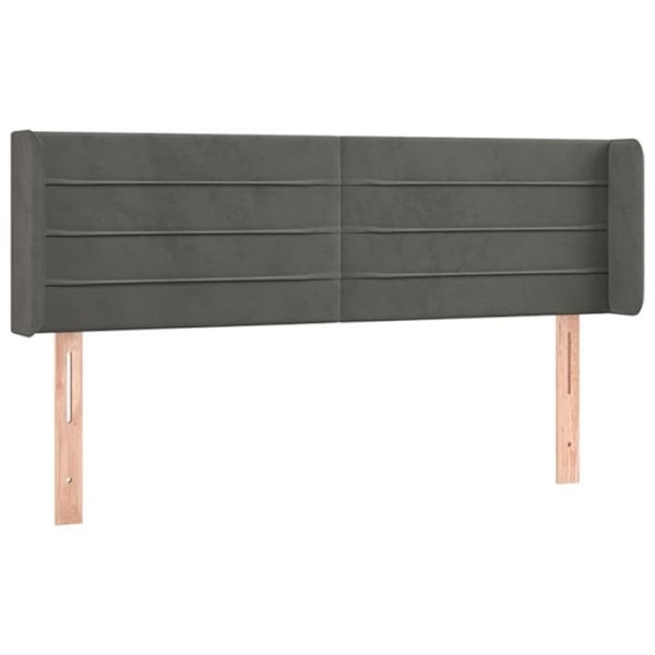 Sengegavl tilbehør soveværelse møbel med sidekant 147 x 16 x 78/88 mørkegrå velour