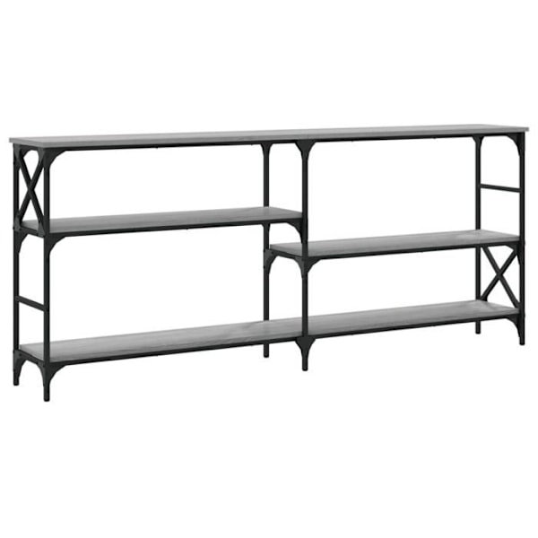 Toiminnallinen ja tyylikäs sisäänkäyntipöytä hyllyillä 180 x 29 x 76,5 cm harmaata engineering-puuta ja terästä DEC032227 kastanj