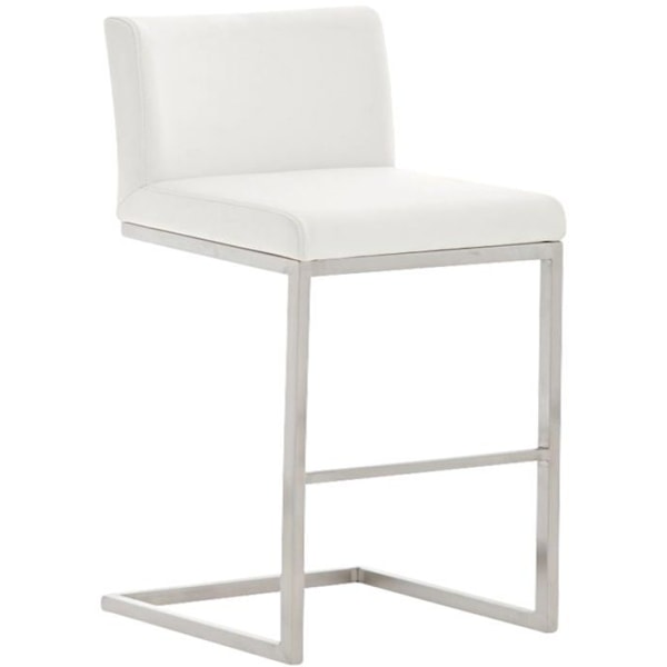 Barstol x1 moderne design, støtte i rustfrit stål, sæde i hvid PVC 10_0005318 Vit