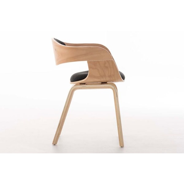 Kontorstol uden hjul besøgende i stof og træ design retro og komfort minimal naturlig og mørkegrå